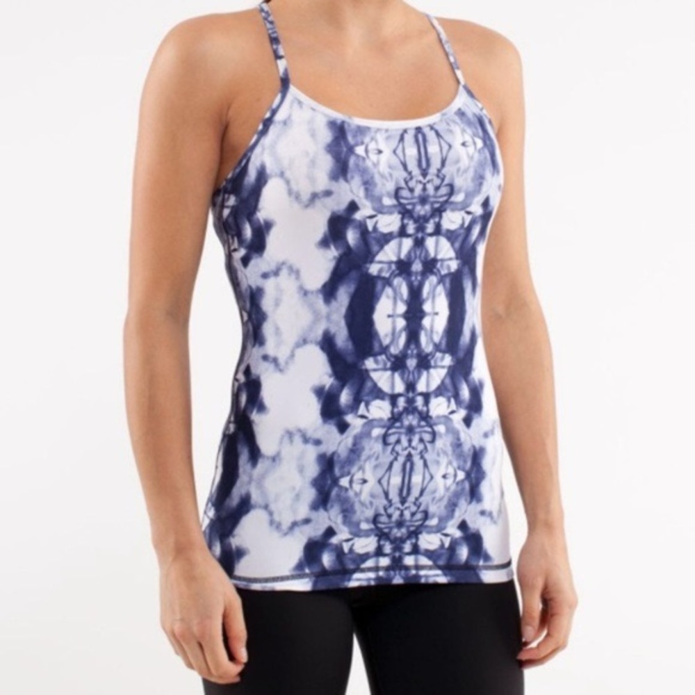 Lululemon Tie Dye Blue Power Y Tank size 4